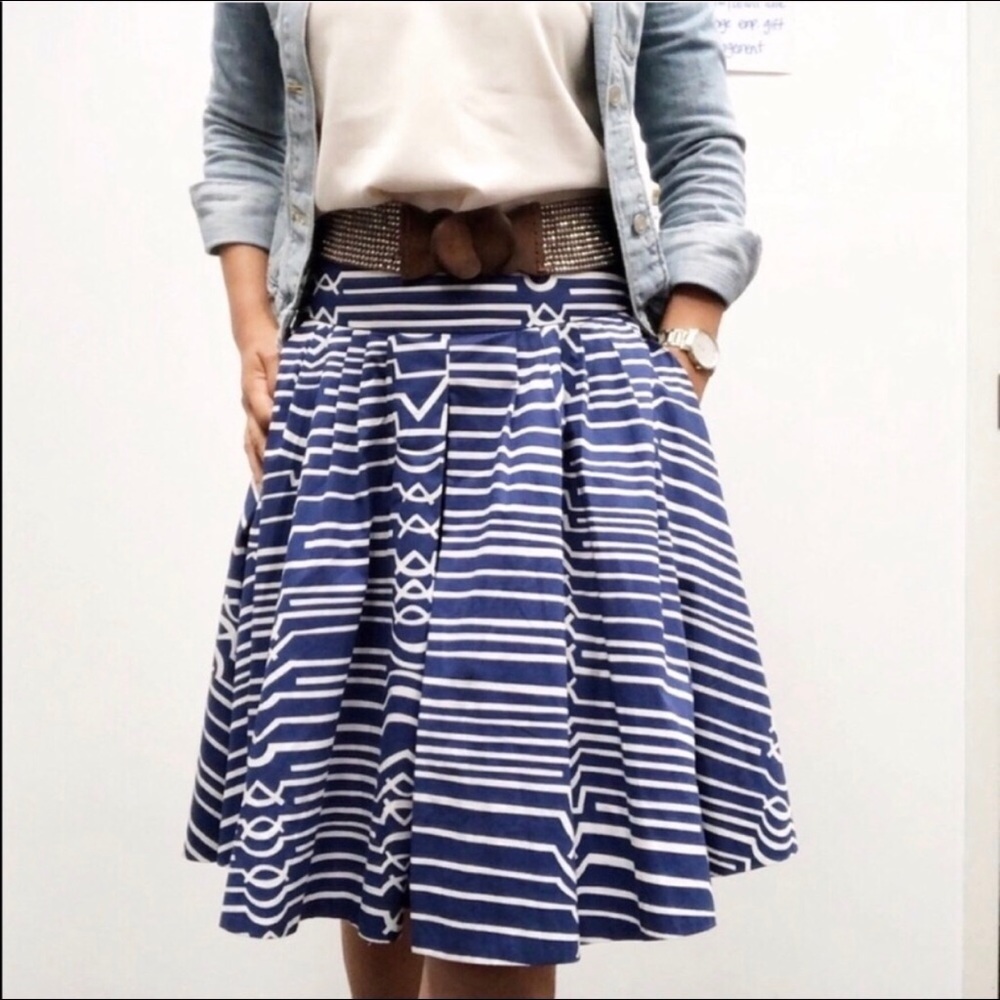 Maeve geometric print skirt with pockets